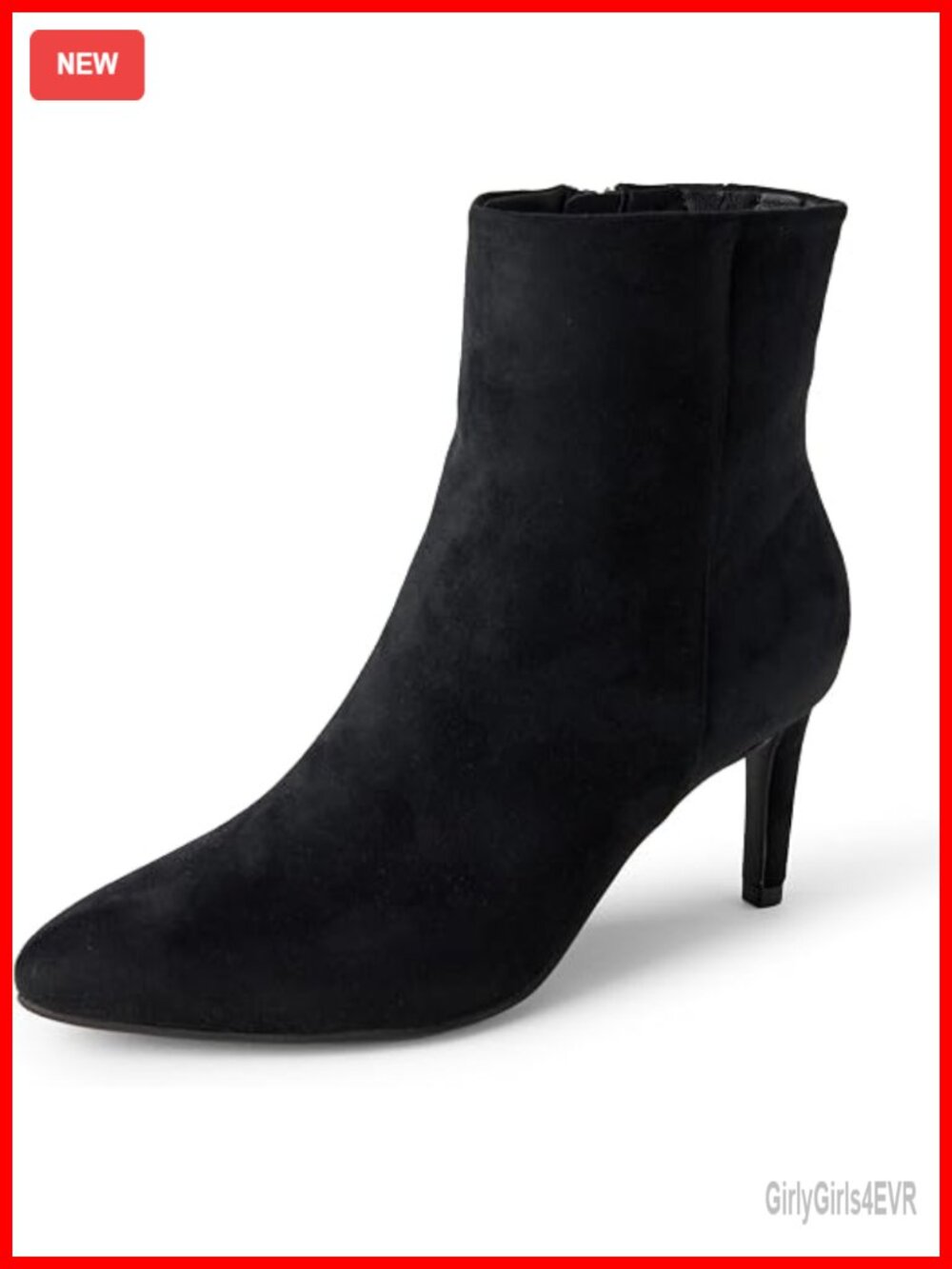 Women's Stiletto Heel Dress Ankle Boots with Side Zip - Faux Suede